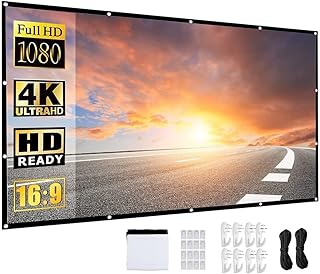 Projector Screen 150 Inch,Portable Movie Screen for Outdoor Indoor,4K 16:9 HD Foldable Wrinkle-Free Projection Screen(1.1 GAIN,160°Viewing),Support Front Rear Projection,with A Cork Bag(150 inch)