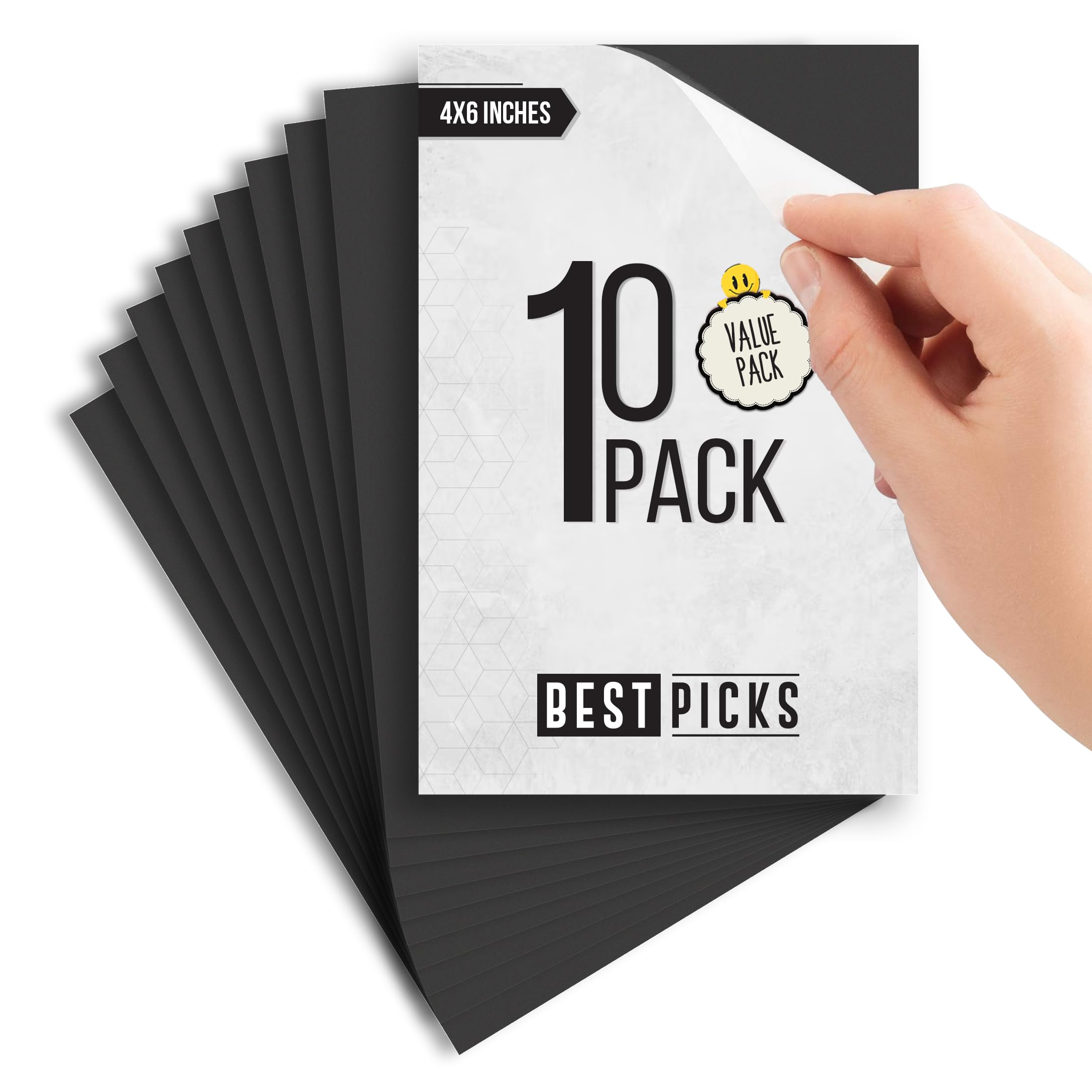 Adhesive Magnetic Sheets, 4 x 6 Inches, 10 Pack, Magnetic Sheets with Adhesive Backing, Magnetic Sheets, Flexible Magnetic Sheet, Picture Magnets, Cuttable Magnetic Sheets