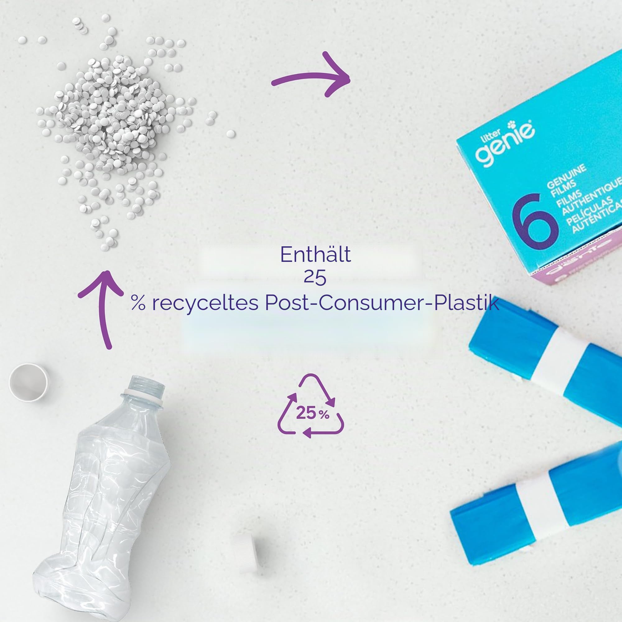 Litter Genie Nachfüllbeutel, freistehend, echte Folie, kompatibel mit Litter Genie Standard- und Jumbo-Nachfüllpackungen, ultimative Geruchskontrolle, Katzenstreubeutel, bis zu 18 Monate Vorrat für