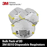 Vista 8 de 3M 8210 Respirador de partículas, N95, paquete de 20 respiradores desechables, APROBADO POR NIOSH, diseño de copa de dos correas, ligero con espuma
