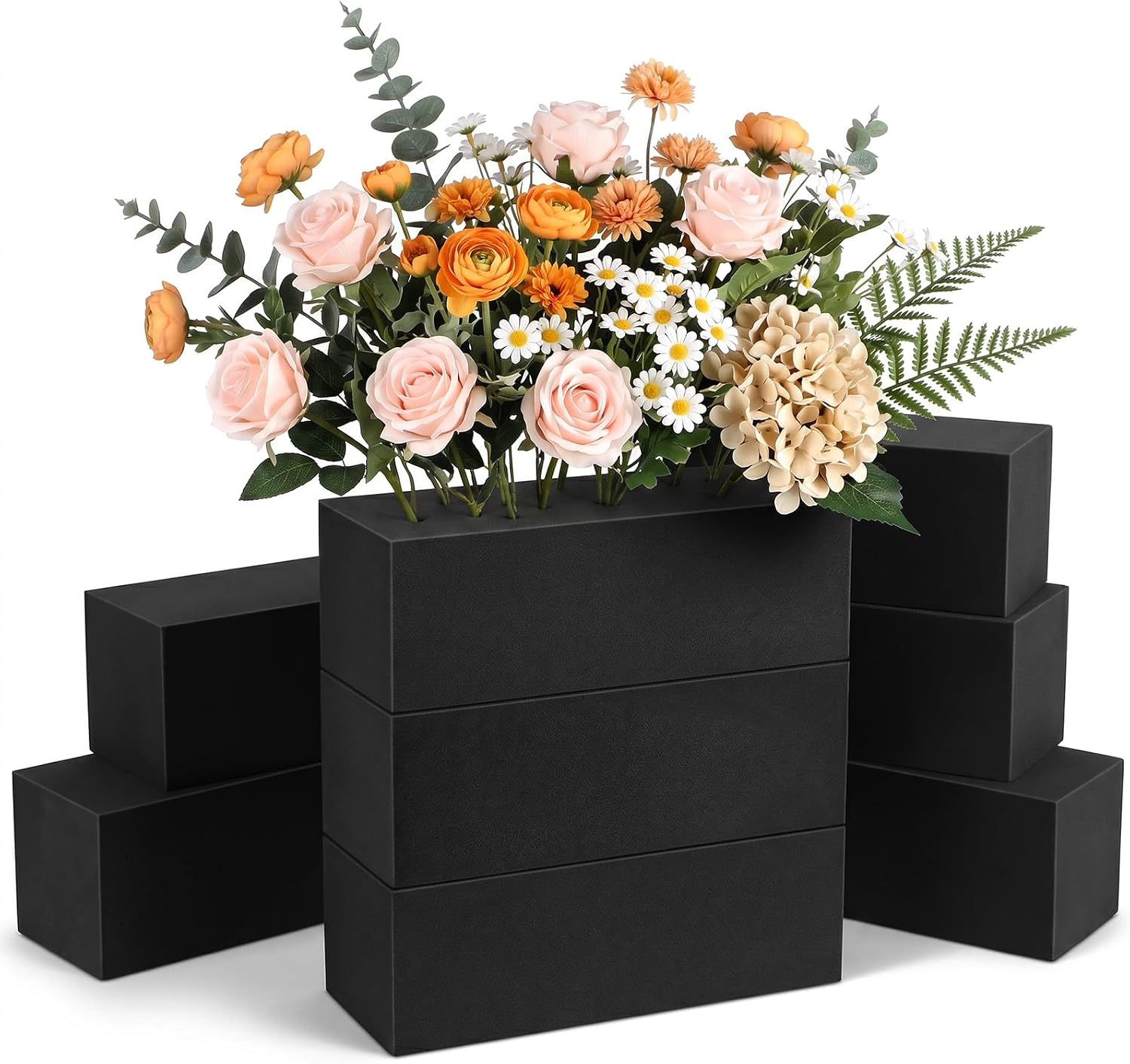 8 Pcs Floral Foam Blocks, 9x3x3 Inch Black PE Foam for Artificial Flowers
