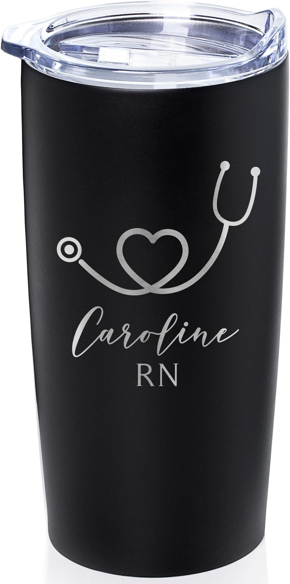 Lifetime Creations Engraved Personalized Nurse Stainless Steel Tumbler with Lid 20 oz (Black) - Custom Nurse Gift, Doctor, Healthcare Worker, RN Coffee Travel Mug
