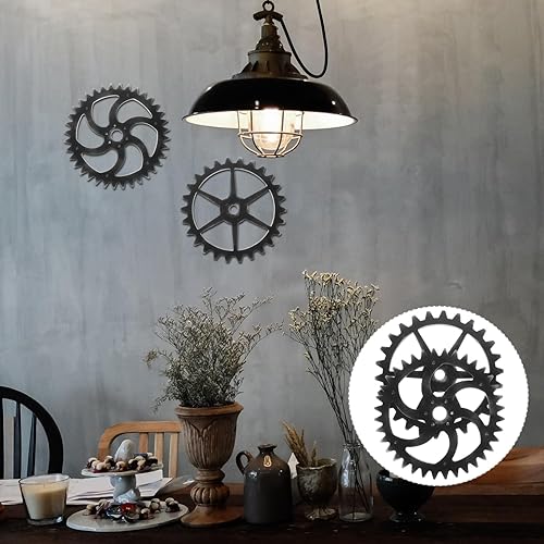Miniatura 3 de VOSAREA Decoración de engranajes de madera 2pcs decoración de pared antigua arte industrial para sala de estar