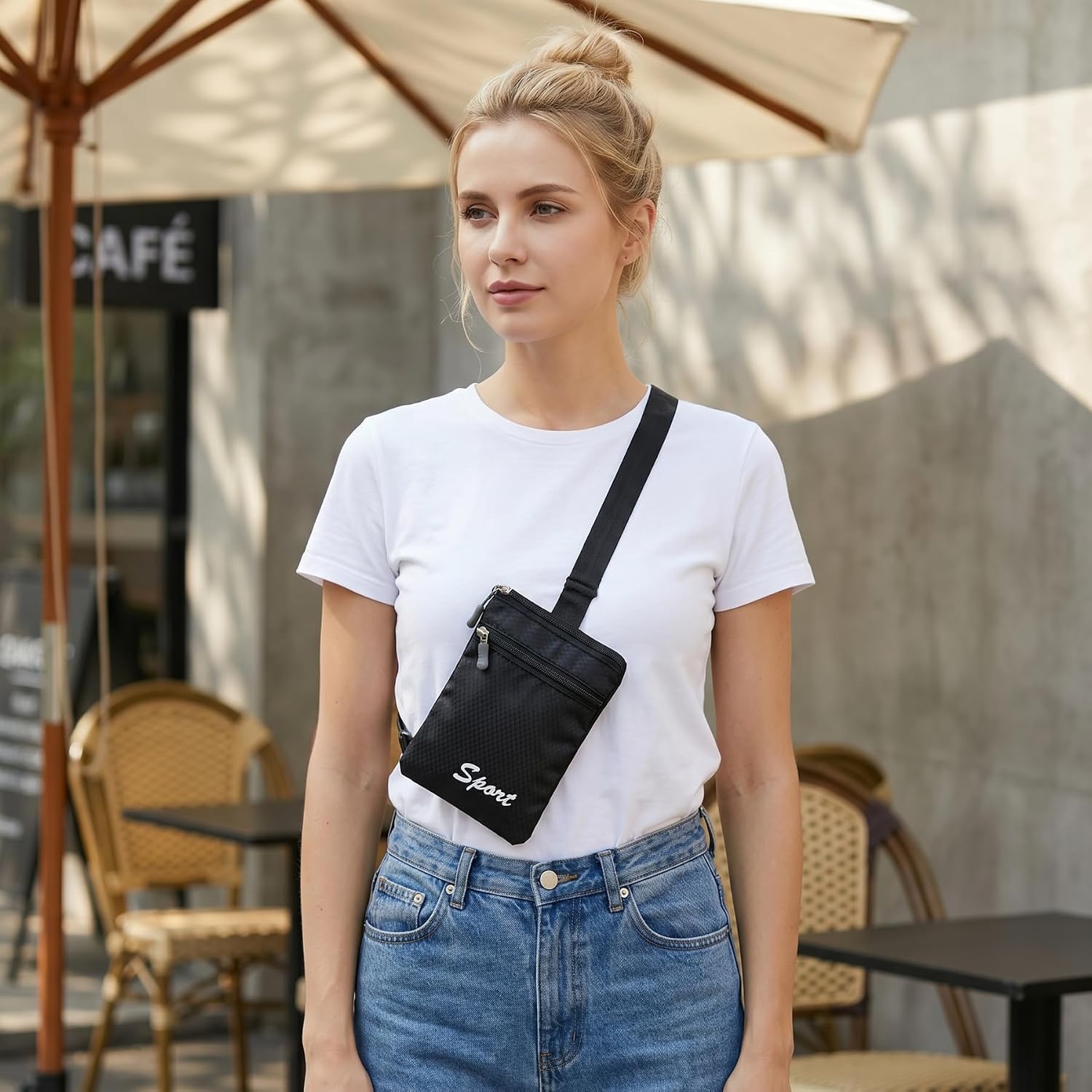 3 Pcs Crossbody Phone Purse with 2 Zipper Pouch Ultralight PhonePurse Compact Shoulder Purses Mini Handbag Wallet Storage Organizer