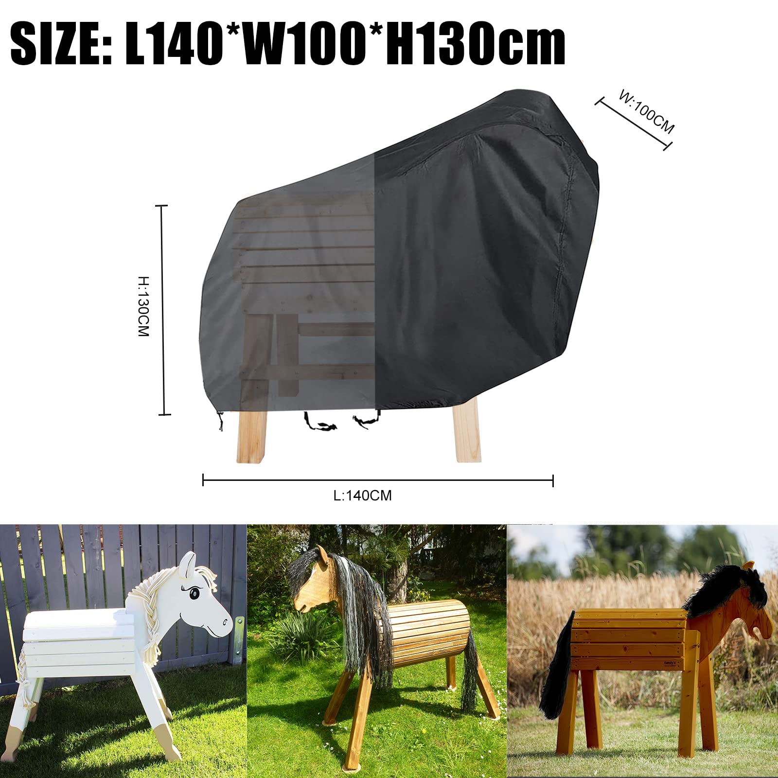 Copertura Impermeabile Per Cavallo A Dondolo In Legno – Tessuto Oxford 420D Con Strisce Riflettenti