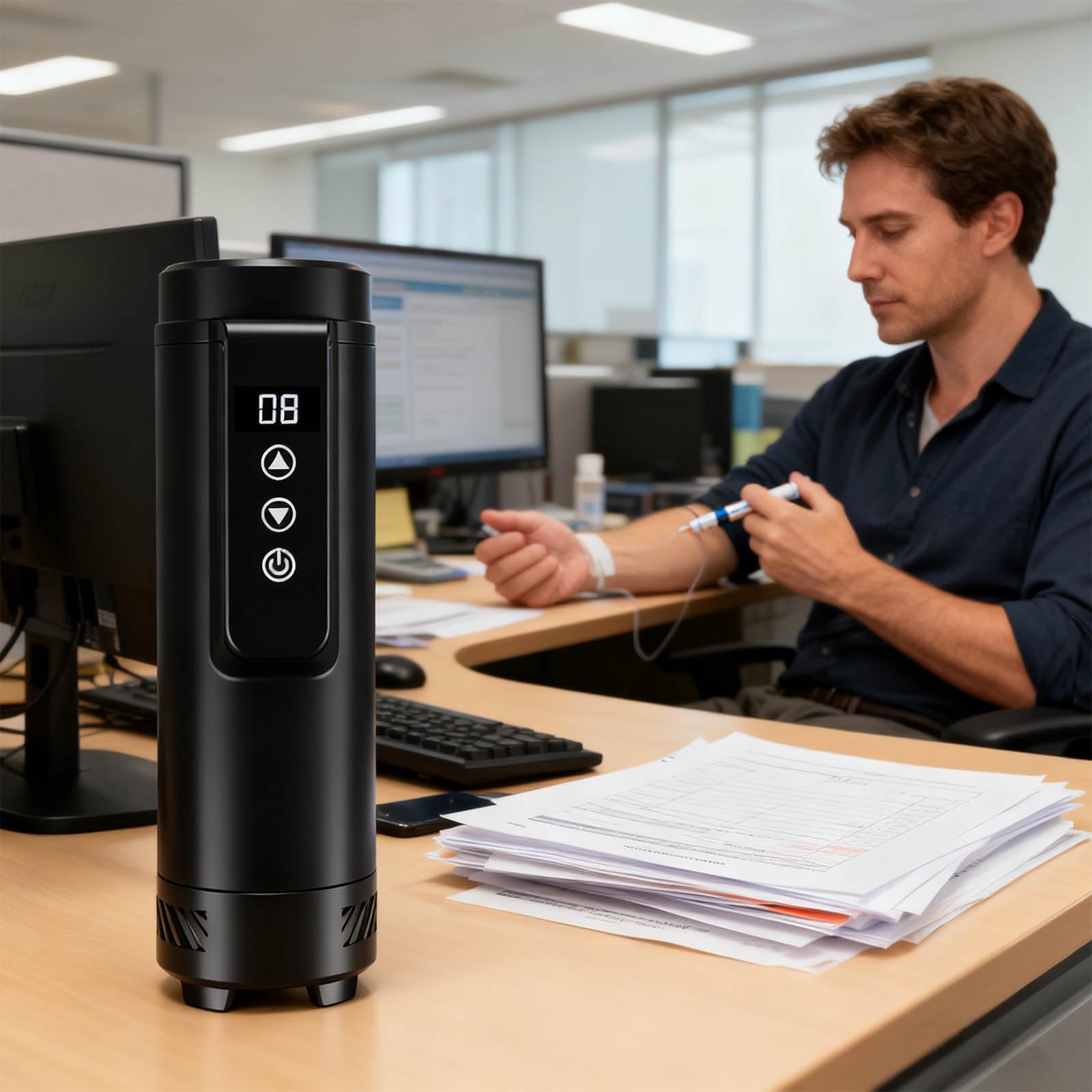 Vaso de almacenamiento recargable por USB, función de observación de temperatura, plan portátil para el cuidado de la hiperglucemia, vaso refrigerador portátil en todo el mundo