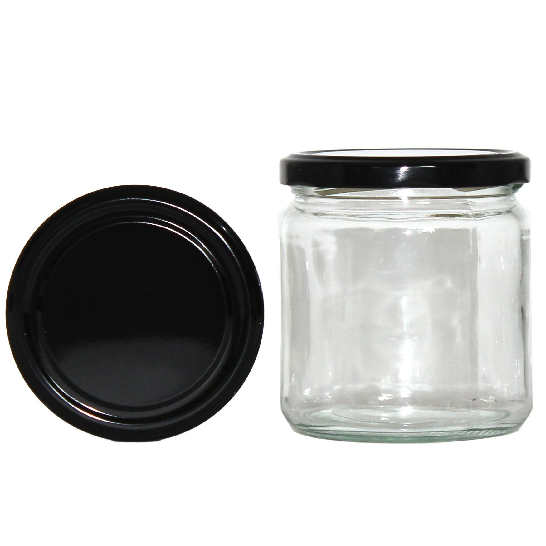 60 x Rundglas 400ml 500g mit 82er Twist-Off Deckel Schwarz