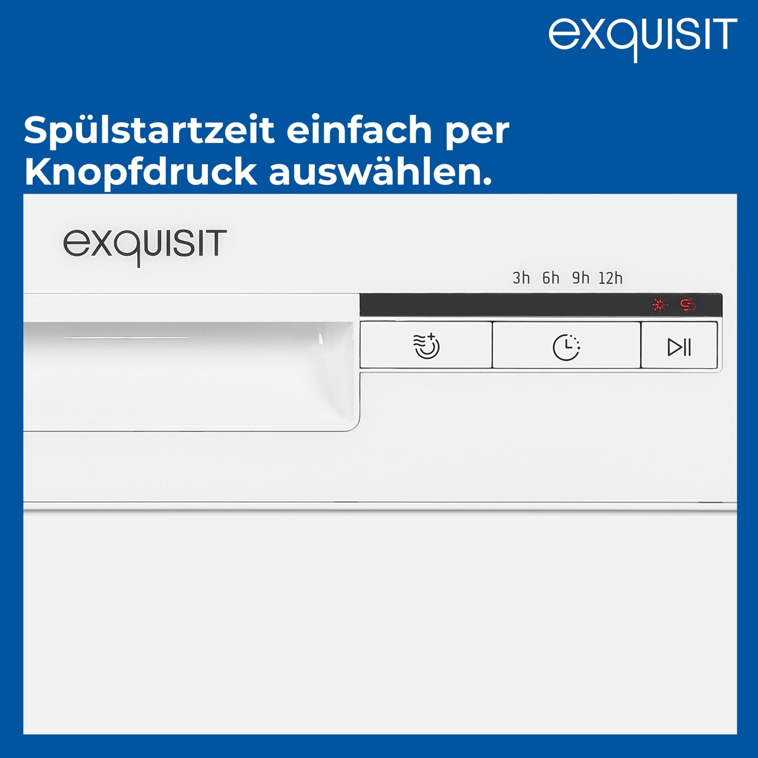 Exquisit Geschirrspüler 9 Maßgedecke Energieklasse E 49 dB 6 Programme Edelstahl-Bottich weiss