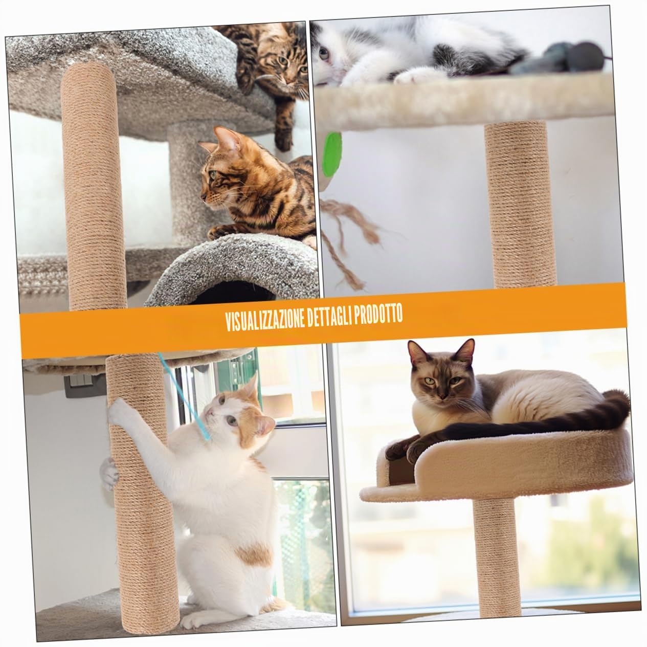 Gatuida Set di 2 Pezzi di Ricambio per Tiragraffi per Gatti Corda di Juta Resistente, Design Verticale per Esercizio e Arrampicata in Appartamenti al Chiuso
