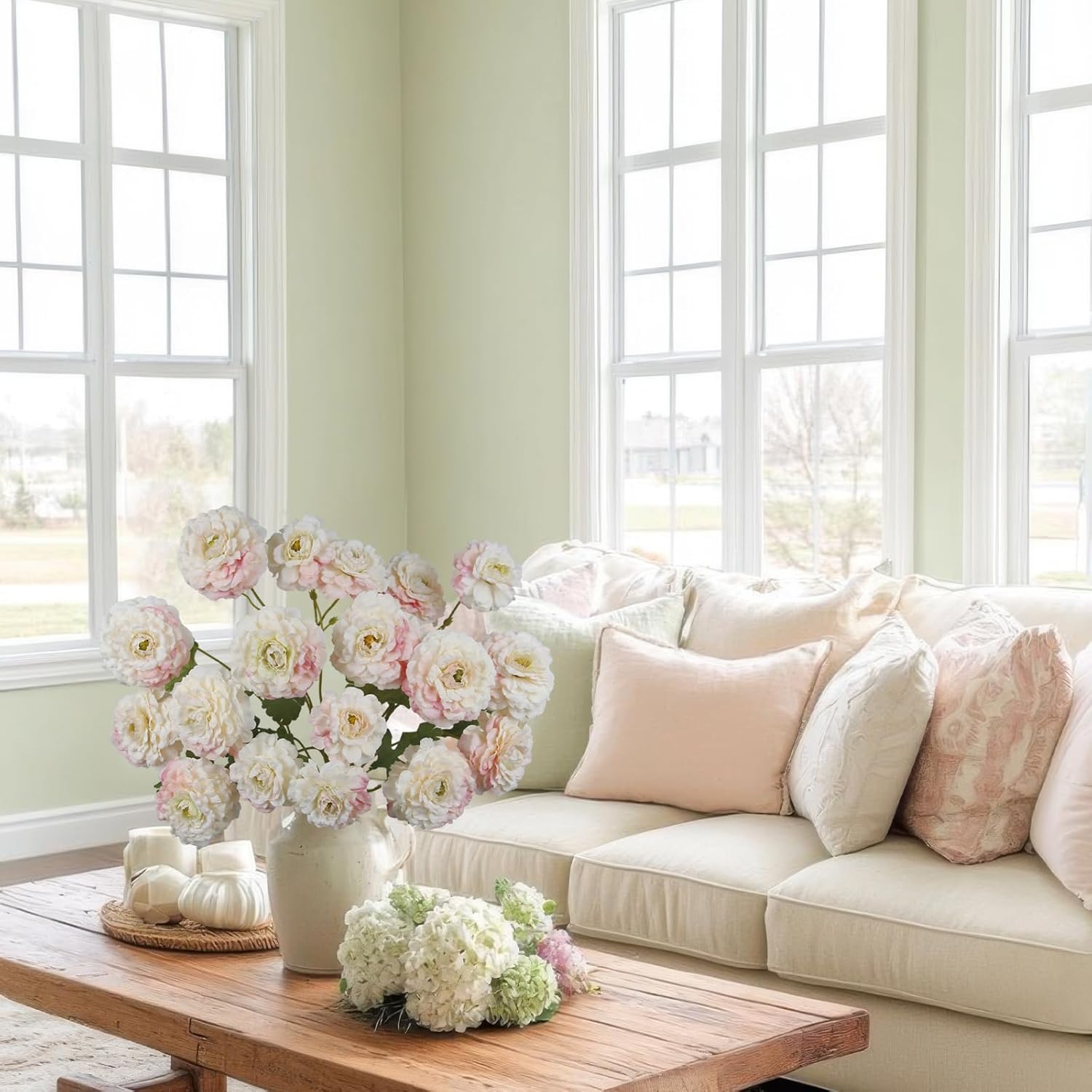 3 Pcs Artificial Flowers Spring Summer Silk Zinnia Flowers with Stems Zinnia Elegans Artificial Flowers for Outdoors Floral Arrangement Table Centerpieces Wedding Party Home Decor Champagne Pink - Image 7