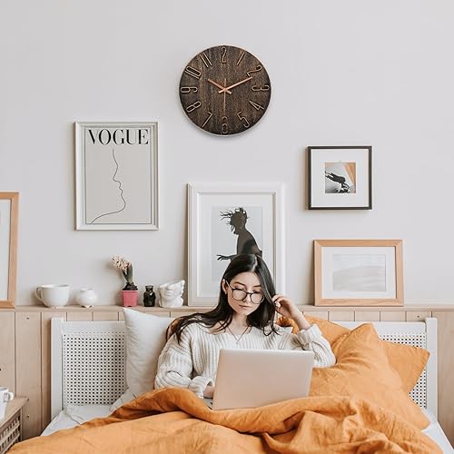 Miniatura 5 de Reloj de pared, reloj silencioso, funciona con pilas, reloj de pared moderno de 12 pulgadas, adecuado para oficinas, salas de estar, cocinas,