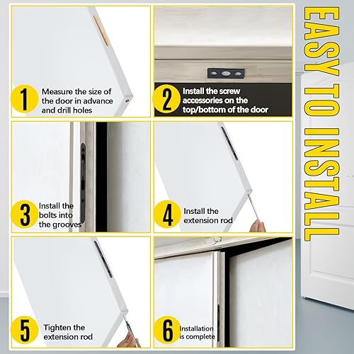 Miniatura 4 de Blulu Paquete de 2 pernos empotrados de palanca abatible extendida de 18 pulgadas para puerta doble, herrajes resistentes para cerraduras de puerta