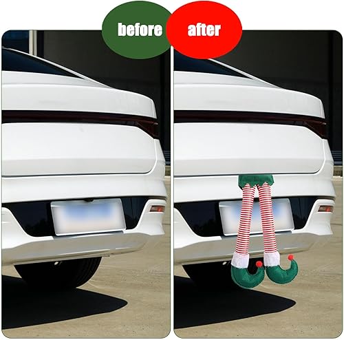 Miniatura 5 de Gunhunt Paquete de 1 pata de elfo de Papá Noel, colgante de pata de maletero de automóvil, decoraciones de felpa de Navidad, tronco a presión o