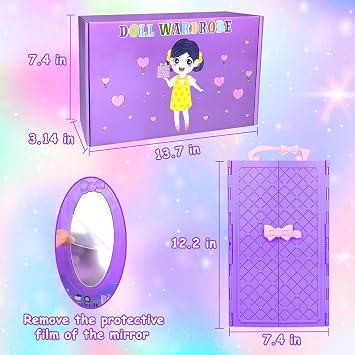 75 Pack Doll Clothes and Accessories with Closet for 11.5 Inch Doll Fashion Design Set Girl Doll Dress Up Including Wedding Dress Tops and Pants Outfits Shoes Bags Necklaces Toys Gifts for Girls