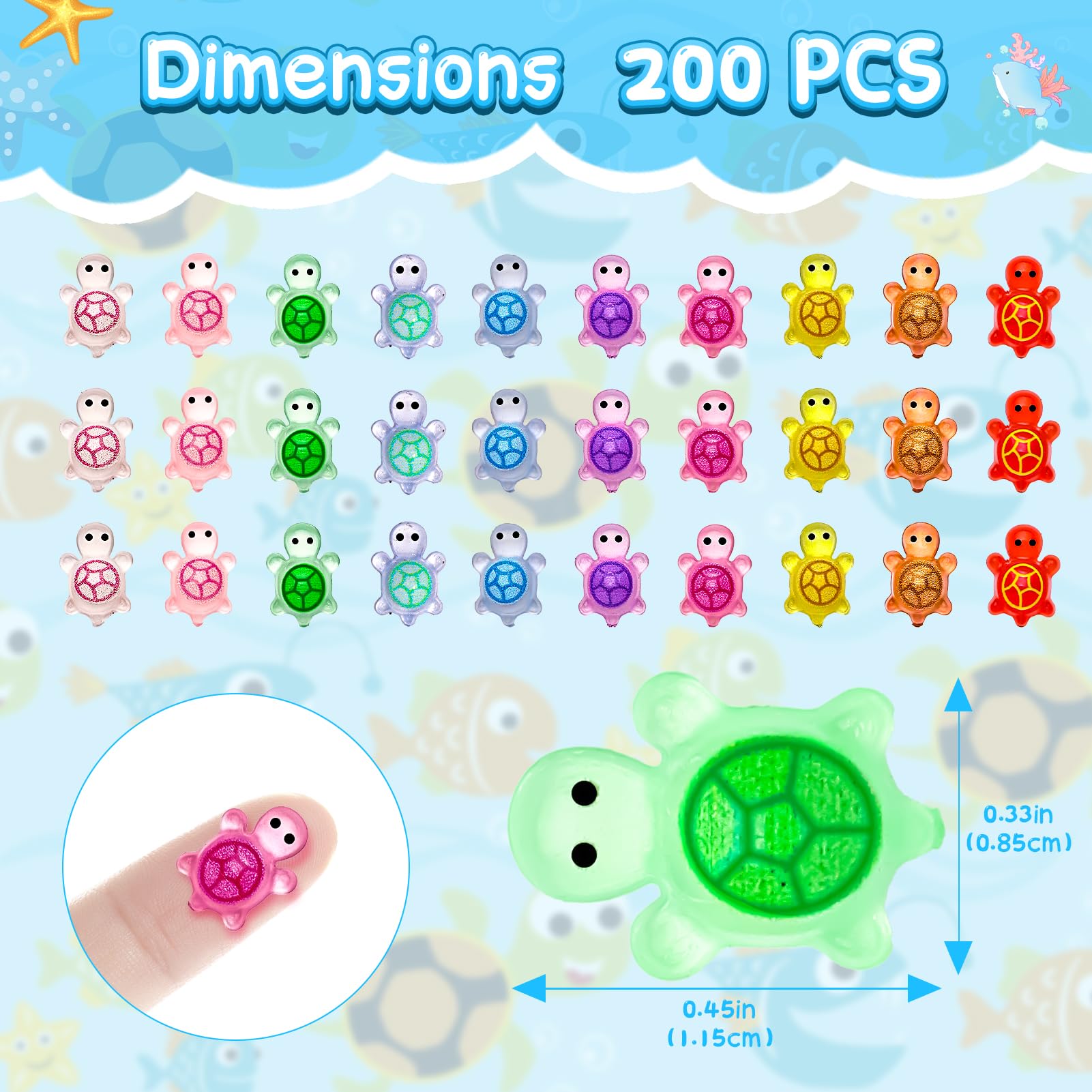Tiny Ducks 200PCS Mini Turtle Decor For Dollhouse Resin Tiny Turtles ...
