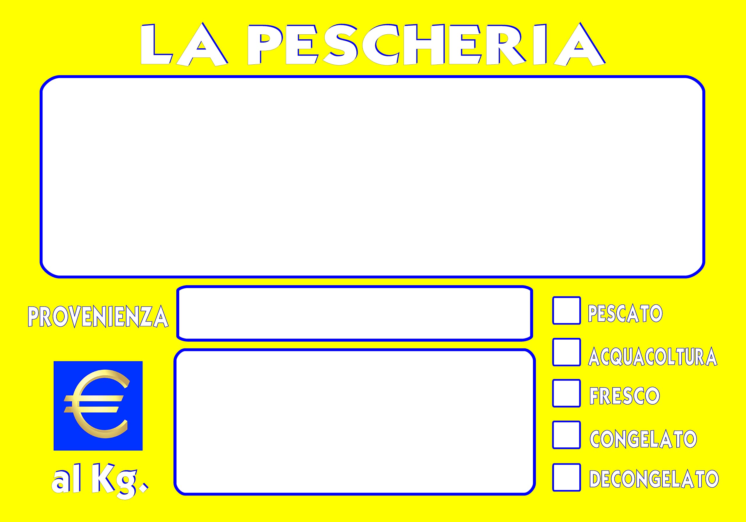 30 SEGNAPREZZI PLASTIFICATI PESCHERIA 11,1x15,6 cm.