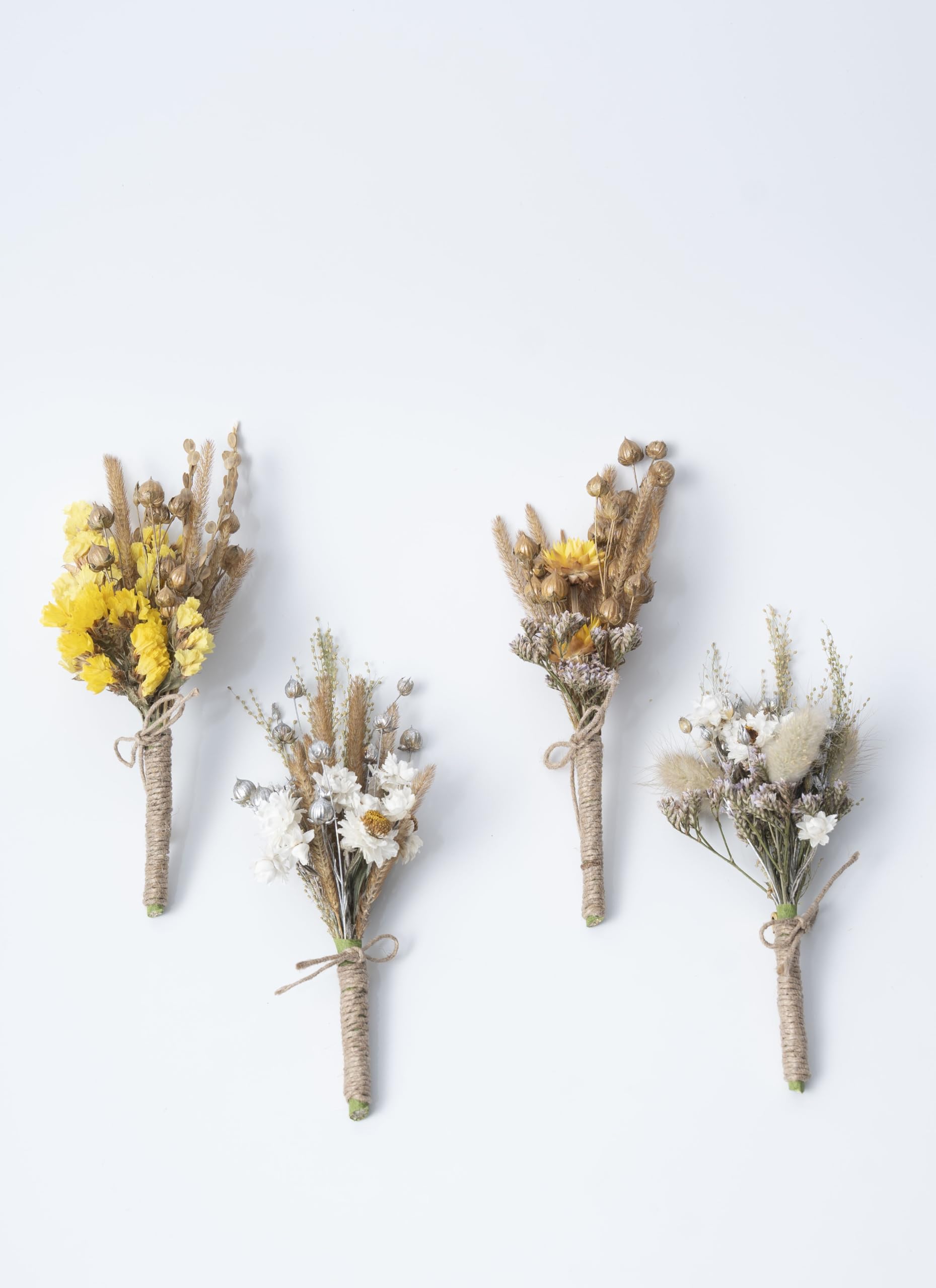 Handcrafted Dried Flower Boutonniere with Jute Twine | Naturally Preserved Blooms, Rustic Jute Wrap, Wedding & Formal Wear, Long-Lasting Keepsake, Unique Arrangement-image-26