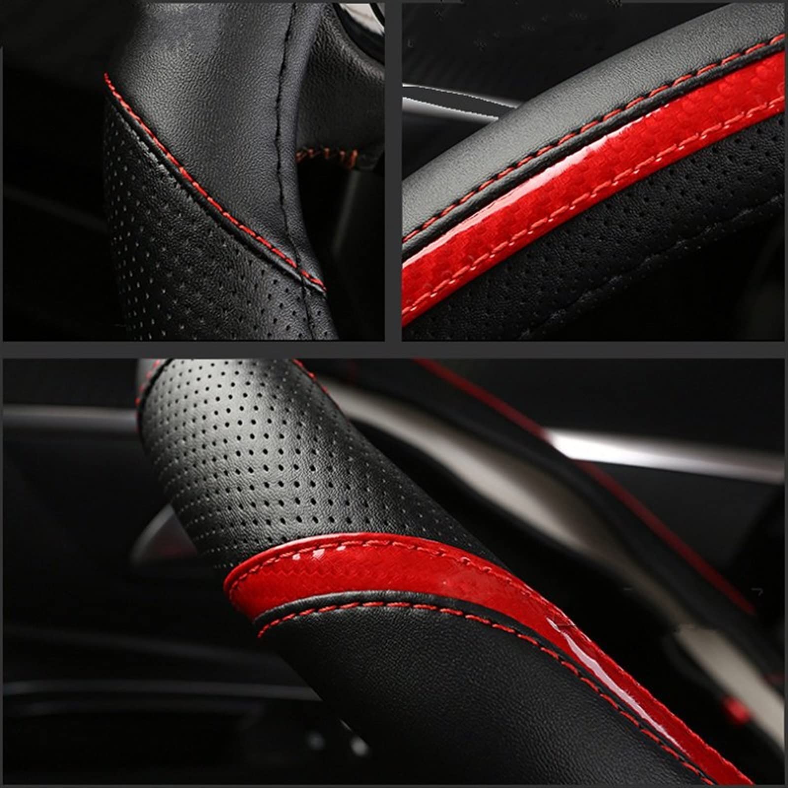 Volant Protecteur Couverture de volant de voiture en forme de O pour pour Twingo cuir microfibre respirant antidérapant + accessoires Auto en Fiber de carbone Antidérapante Housse Volant ( Couleur : 2