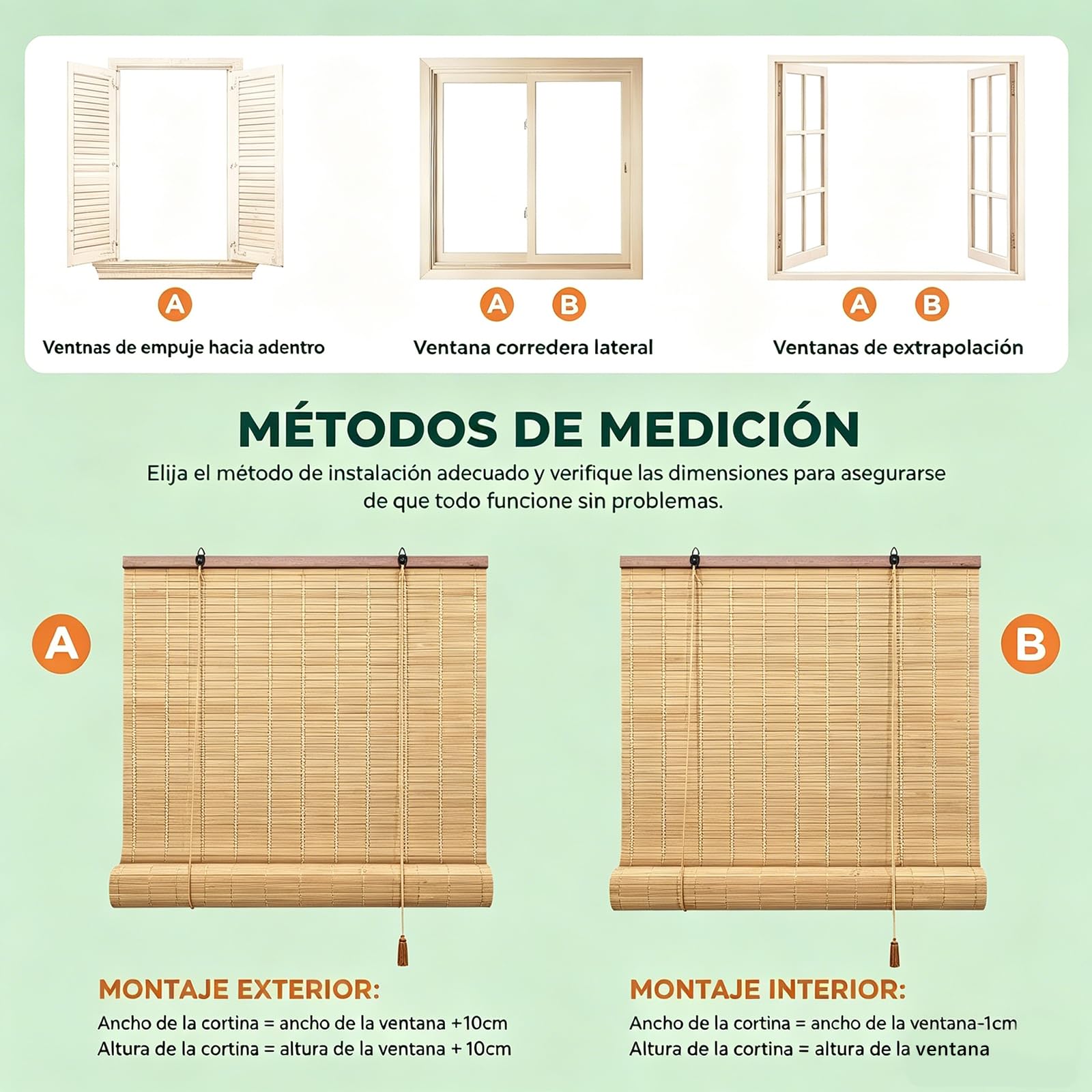 EasySpeed Persiana Enrollable de Bambú Natural (150x200cm), Cortina de Madera, Estor Ajustable de Ocultación para Exterior e Interior, Diseño Natural para Puertas y Ventanas, Marrón - 3