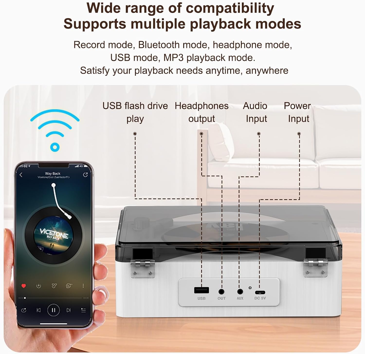 Retro CD Player with Speakers, Portable CD Music Player with Bluetooth 5.3, Upgraded Rechargeable 6-8H Battery Life, Wood Grain Desktop CD Player for Home, Bedroom, Gift(White)