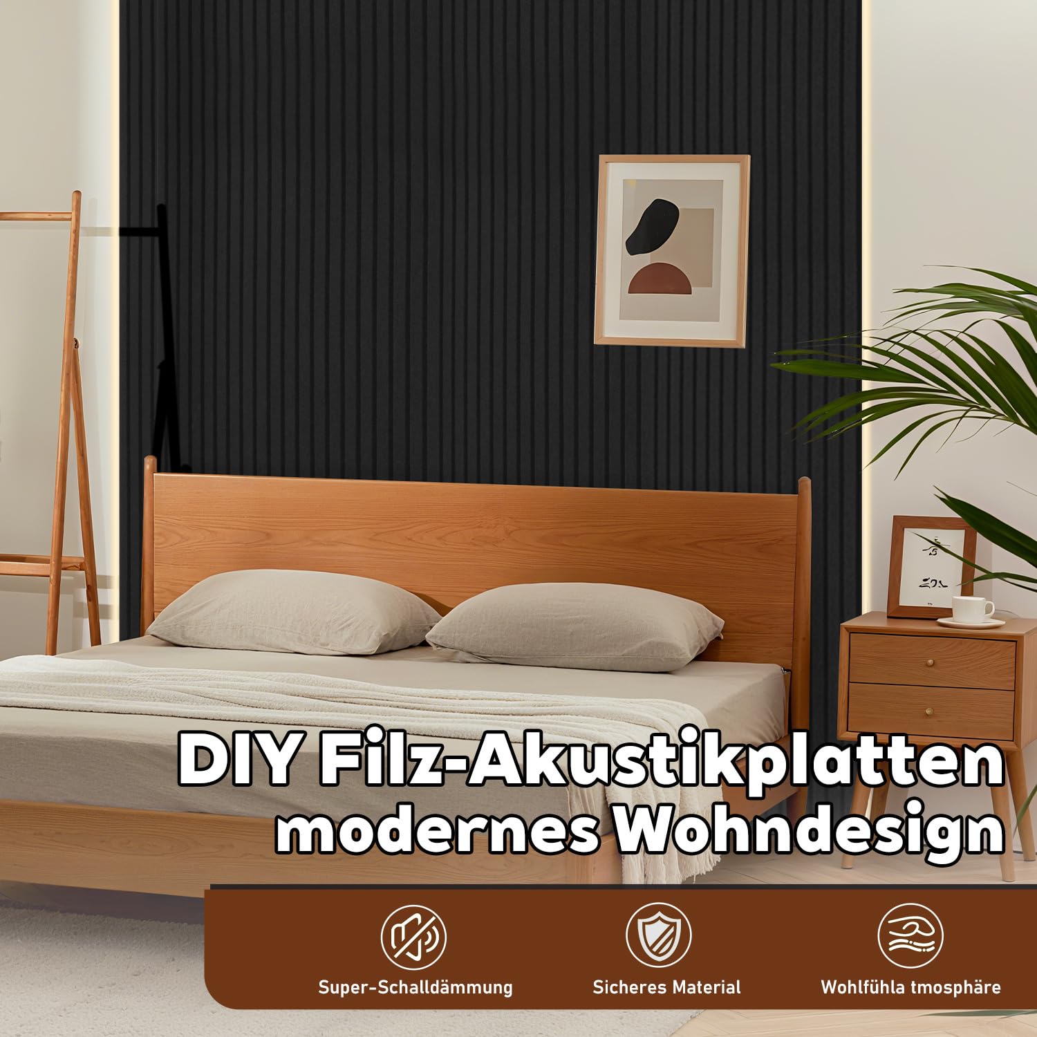 4x Akustikpaneele selbstklebend 120x60x0.9 cm Akustikplatten Hohe Dichte Schallschutzplatten für innen Wandverkleidung und Schallschutz,Studio Büro und Home deko,Acoustic Panel Schwarz