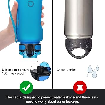 ADORIC Sports Water Bottle 1L, BPA Free Tritan Leak Proof Gym Bottle, Blue