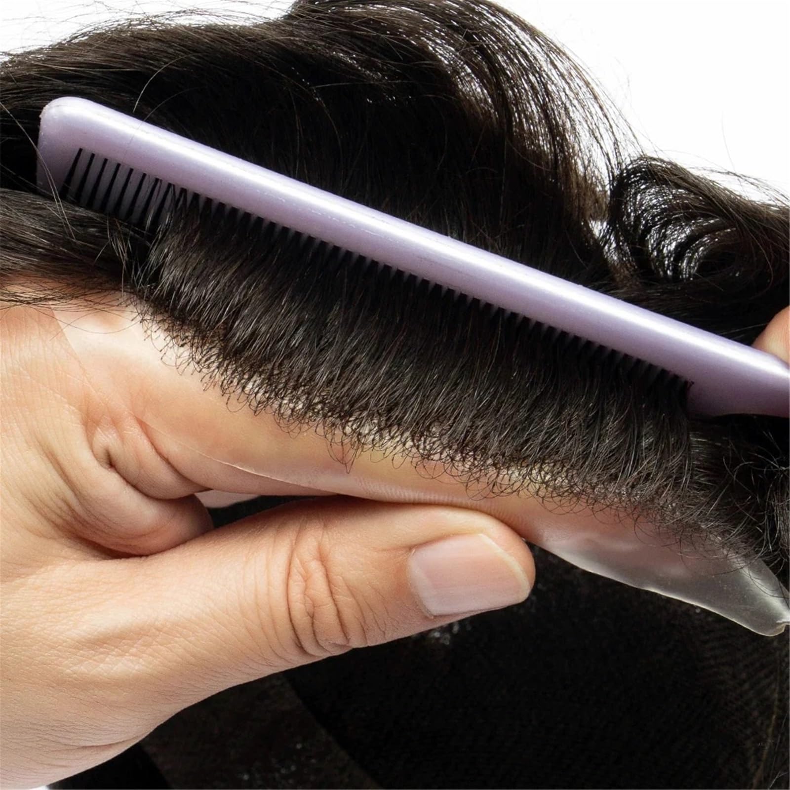 Tupecik męski Men Swiss Lace Human Hair Prosthesis Replacement System | Breathable Men's Capillary Prothesis Toupee(6#,7x9)