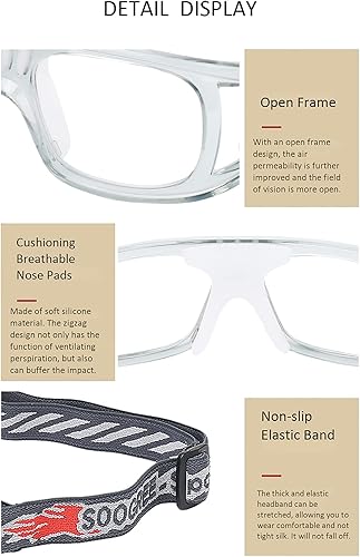 Miniatura 5 de Gafas deportivas para hombre, para raquetbol, baloncesto, fútbol, gafas protectoras, lentes de choque y colisión, reemplazables