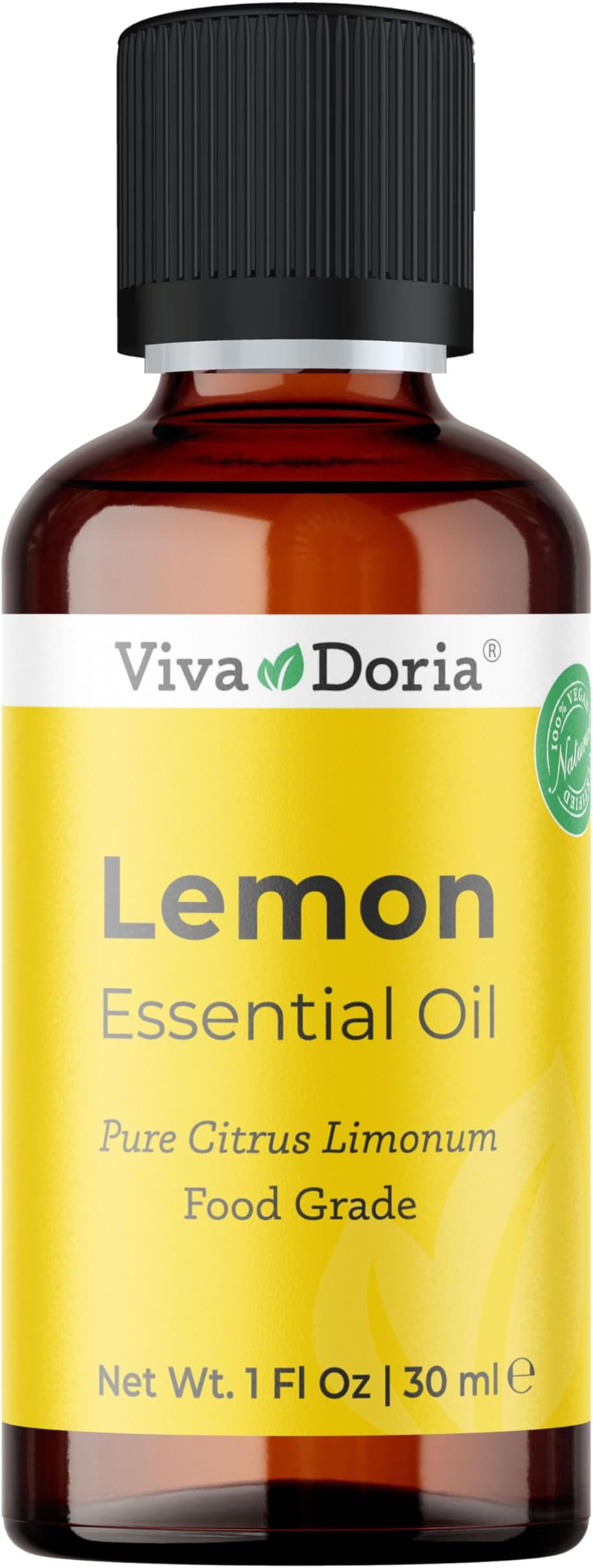 Viva Doria Pure Lemon Essential Oil, Undiluted, Food Grade, USA Lemon Oil, 30 mL (1 Fl Oz)