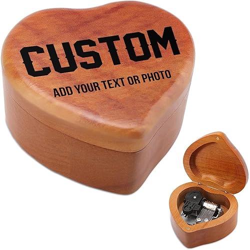 Miniatura 1 de XFUWTVO Cajas de música personalizadas caja musical de madera personalizada regalo de pareja con nombre de texto para novio novia hombres mujeres