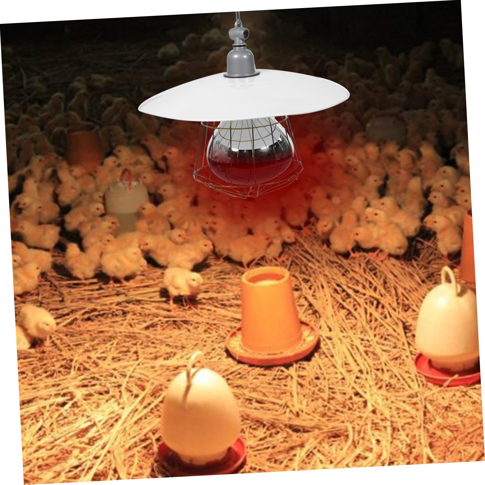 ibasenice Lampada Termica Riscaldante per Gabbie di Piccoli Suini e Animali Domestici Coprilampada in Metallo Bianco, Effetto Riscaldante Efficiente Colore Casuale per Allevamento