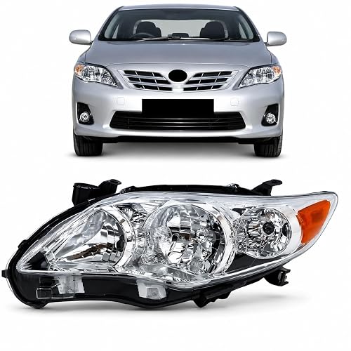 ILAMP Headlight Assembly Compatible With 2011 2012 2013 Corolla Halogen Headlamp Reflector Replacement for Left Driver Side AM-CR10A03L