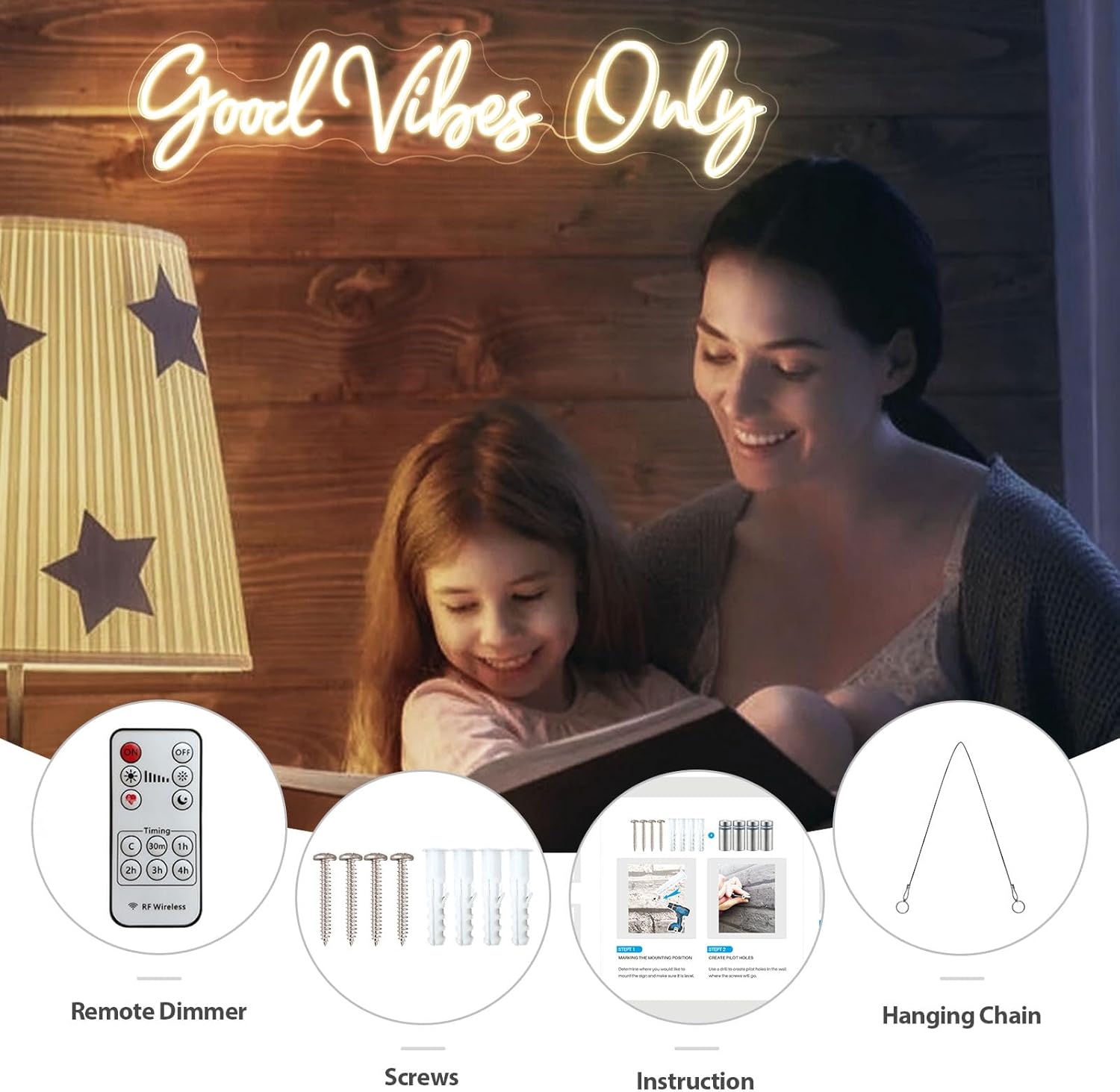 Good Vibes Only Neon Sign, Warm White Handmade DIY Placement Good vibes Led Neon Light Sign for Wall Decor, Bedroom Home Man Cave Birthday Party Gift Bar