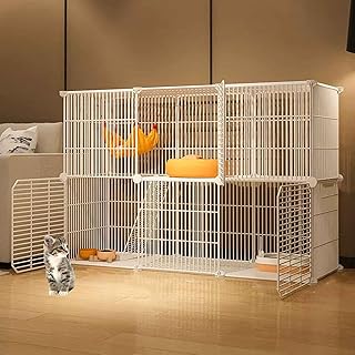 LBSI Jaula Gatos Plegable Grande Copele, Plegable, Jaula para Gatos Baratas, Acero, MúLtiples TamañOs Disponibles, Negro/Blanco (Color : A- White, Size : 111x37x73)