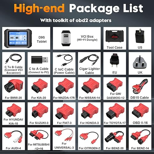 Miniatura 5 de XTOOL Herramienta de diagnóstico del escáner automotriz D9S, versión 2025 V2.0 con autenticación automática FCA, actualización de D9, mapa de