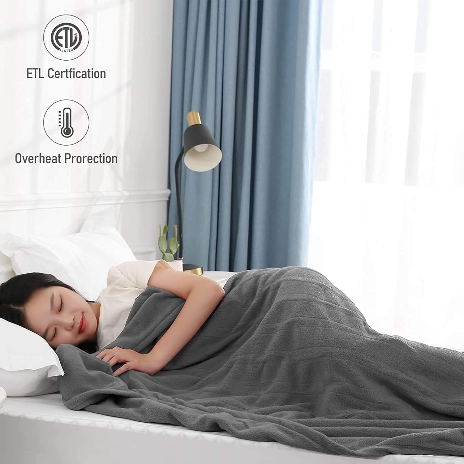 review Electric Heated Blanket 62'' x 84'' Heating Blanket for Full Body Warming, Fast Heating with 4 Heating Levels & 10 Hours Auto-Off, Machine Washable
