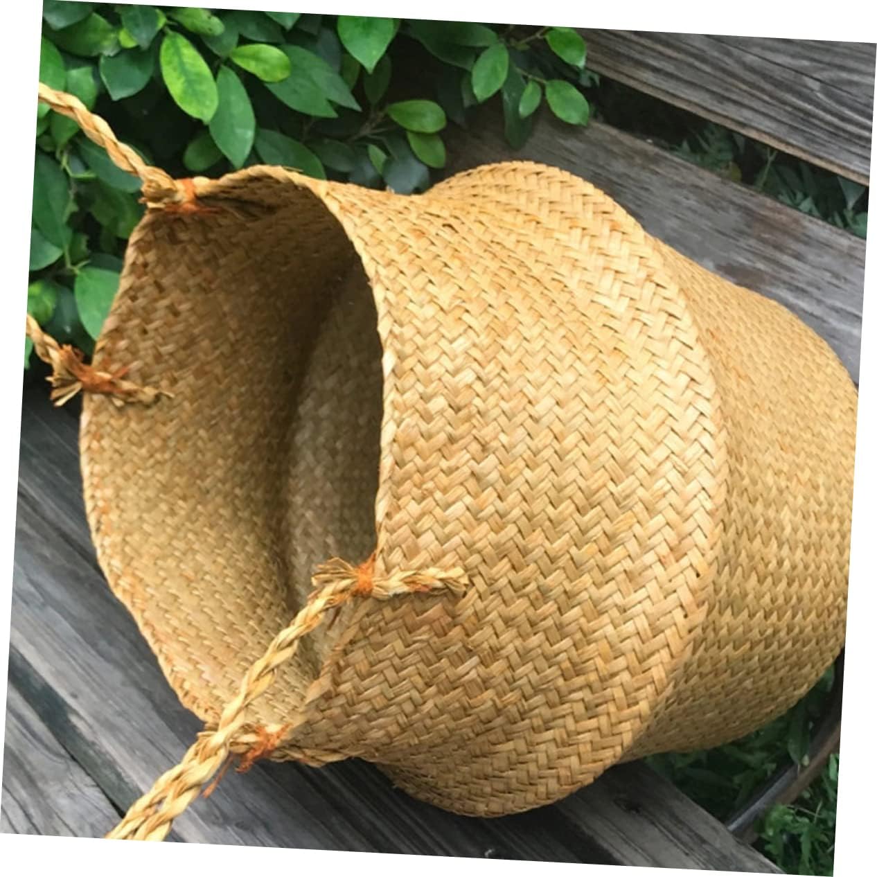 Kisangel 2pcs Handheld Straw Woven Flower Basket Portable Yellow Storage Holder for Flowers Petals and Home Decor Lightweight Elegant Design for Weddings Banquets and Special Events