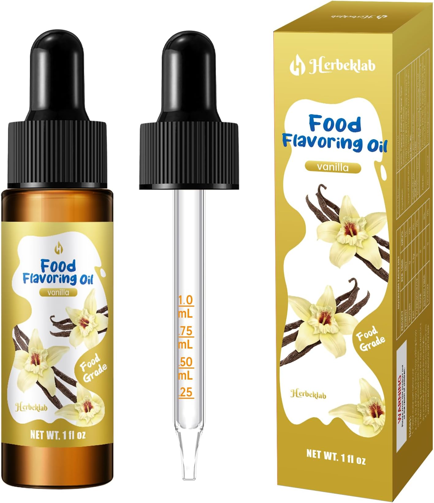 Vanilla Flavoring Extract – 1 fl oz Concentrated Food Flavoring Oil for Baking, Candy Making, Lip Gloss & Desserts, with Glass Dropper