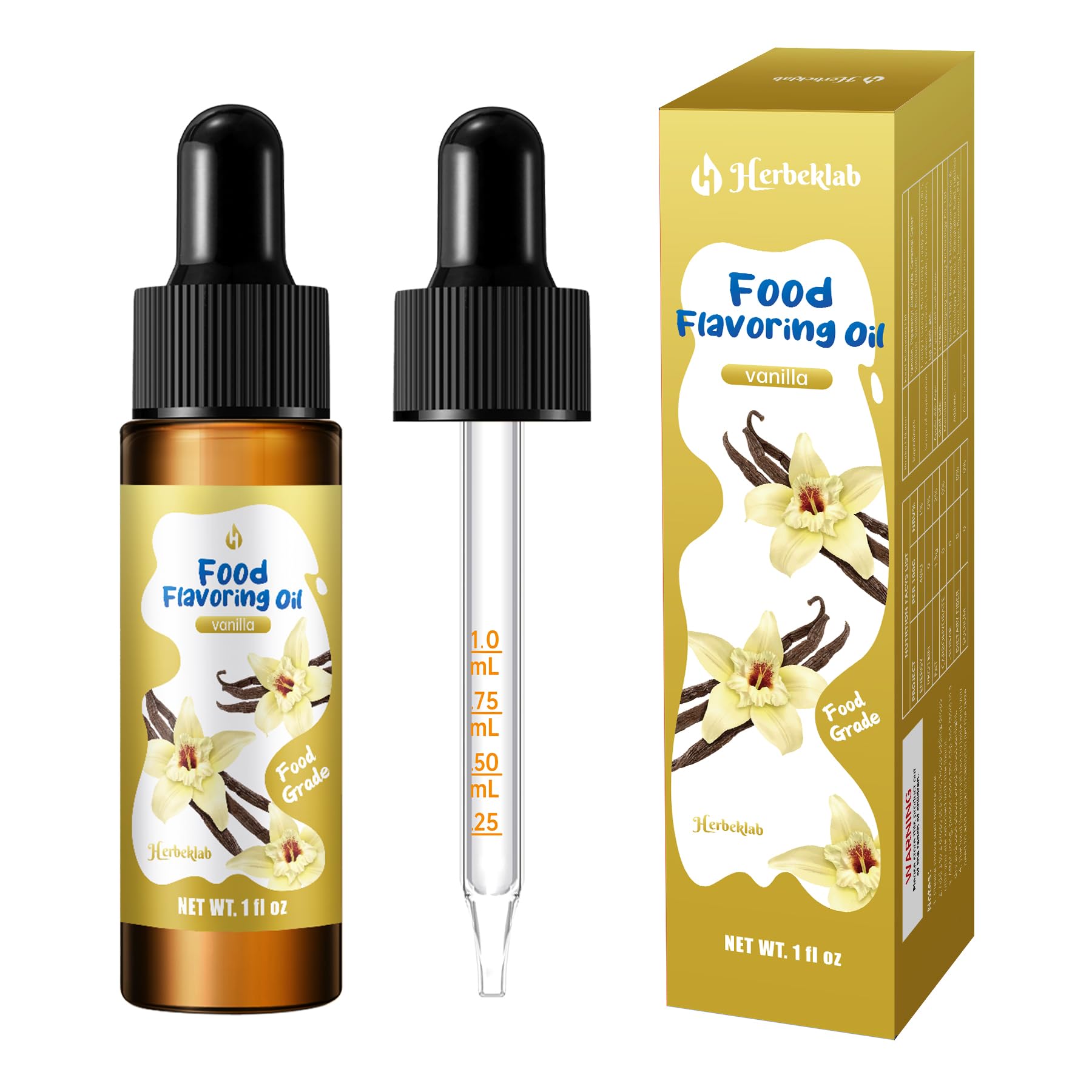Vanilla Flavoring Extract – 1 fl oz Concentrated Food Flavoring Oil for Baking, Candy Making, Lip Gloss & Desserts, with Glass Dropper