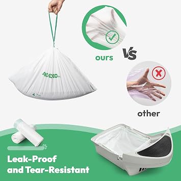 Waste Bags, Compatible with Litter Robot 4/5/3, Liners for Automatic Cat Litter Box Self Cleaning, 9-11 Gallon Capacity, Replacement Bags Liners with Drawstring 40 Pack, 25.8 x 21.5