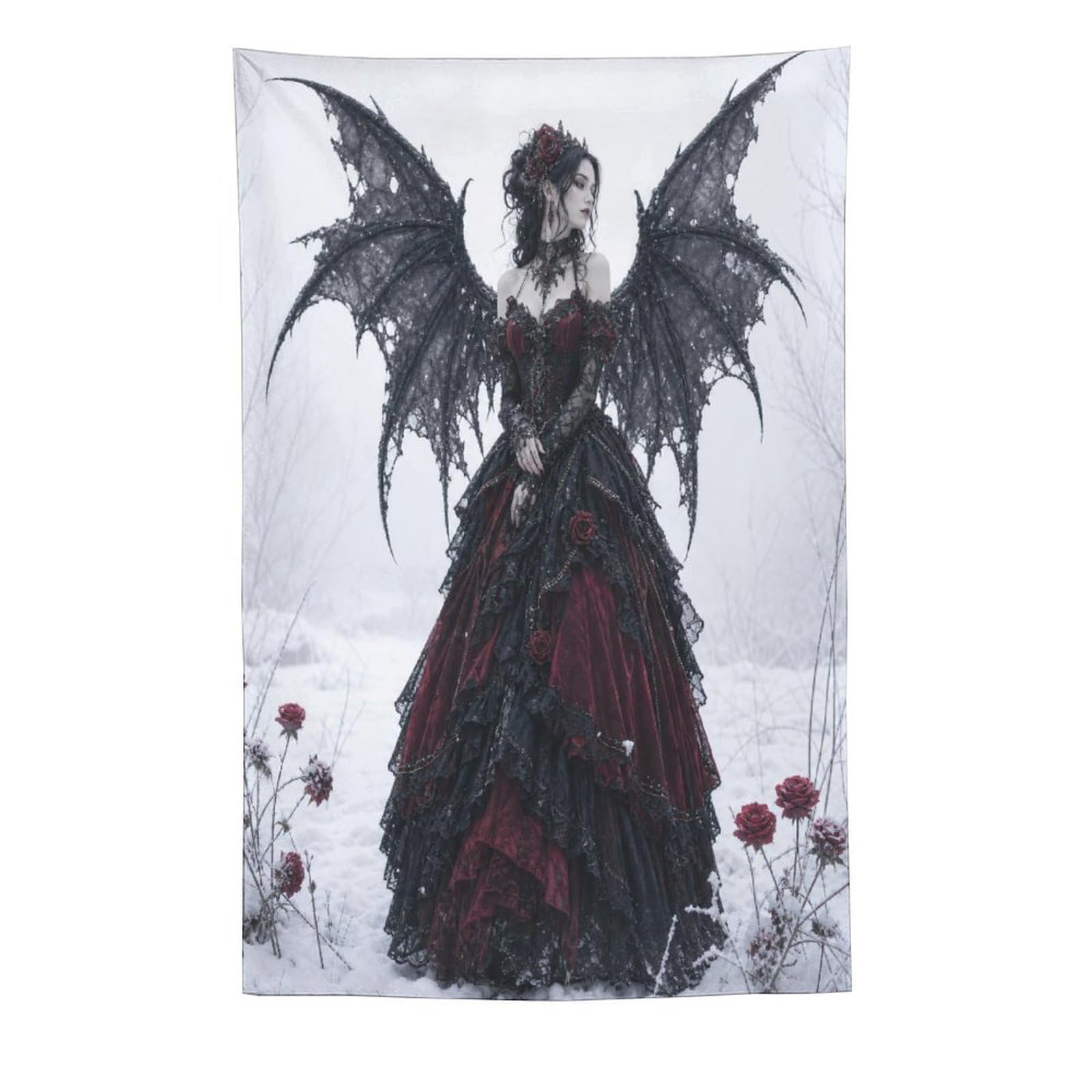 H3B8U2Y5 Gothic Bat Wing Woman Wall Tapestry, Gothic Oil, Apartment