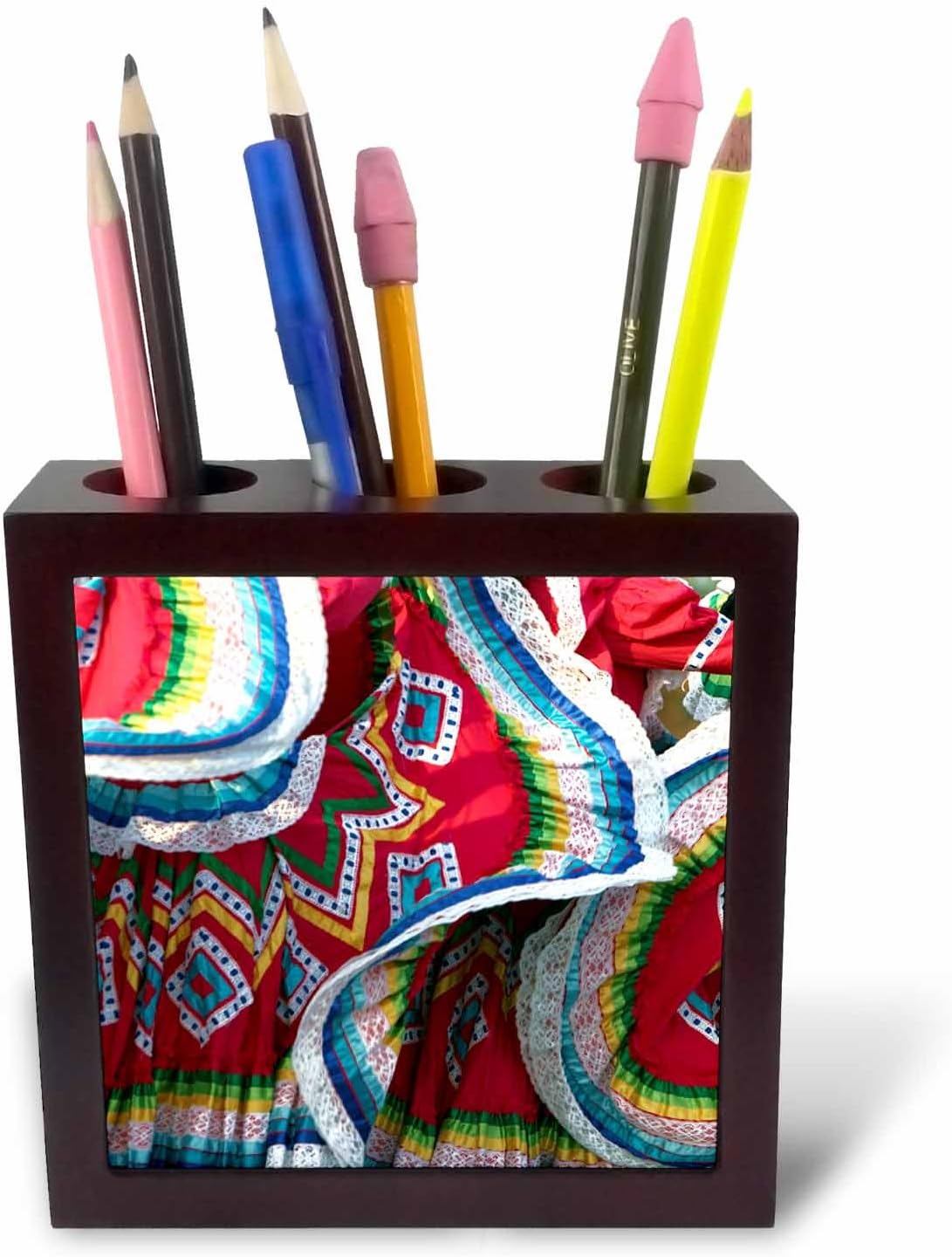 3dRose ph_53274_1 Mexican Dancing with Skirts Swirling-Tile Pen Holder, 5-Inch