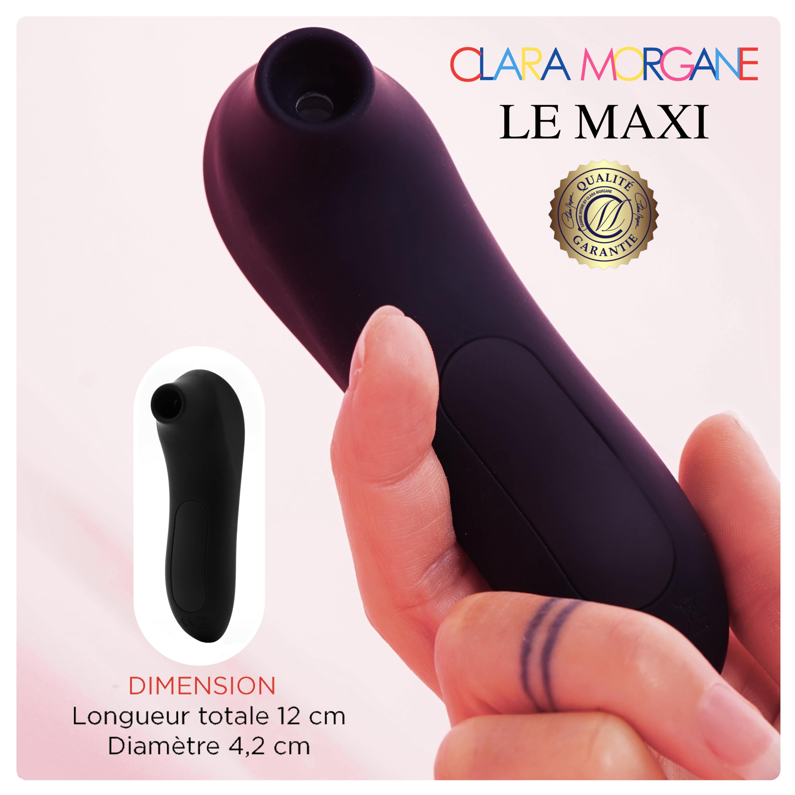 CLARA MORGANE - Le Maxi - Stimulateur Clitoridien - 10 Modes de Succion Puissants - Discret et Silencieux - Silicone Haute Qualité - Waterproof - Vibromasseur Femme - Suceur de Clitoris - Sextoys