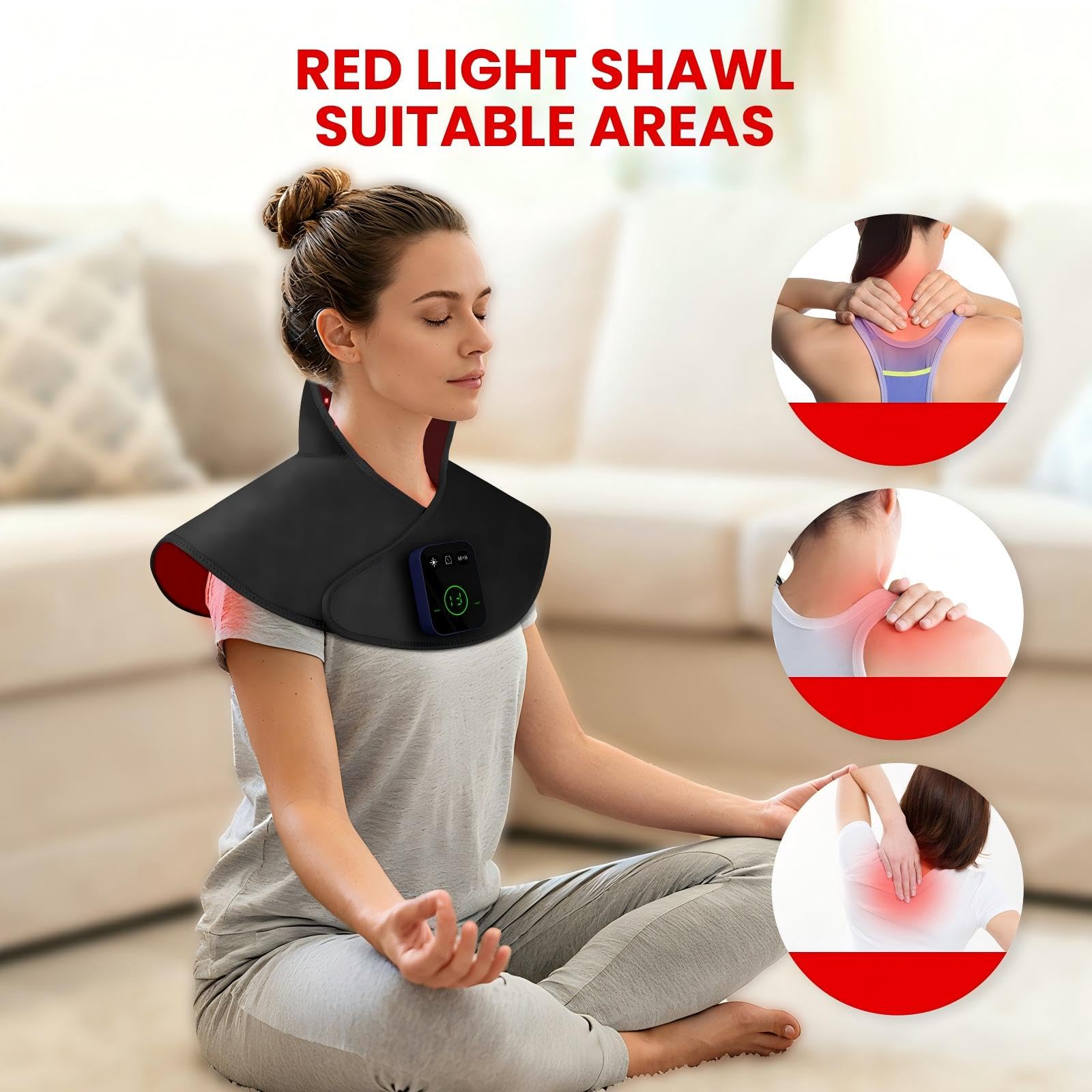Lampada a luce rossa con infrarossi 660 e 850 nm, 3 modalità, timer 10/20/30 min, materiale Crystal ultra morbido, batteria 5000 mAh, mantella luminosa senza fili per collo e spalle