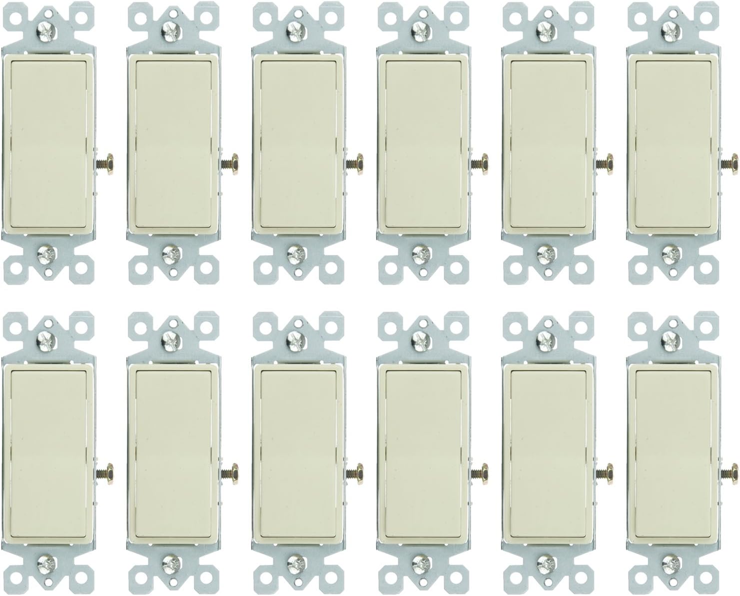Sunlite 40871-SU Decorative On/Off Rocker Switches, Grounded, Single-Pole, 15 Amp, 120 Volt, 12 Pack, White