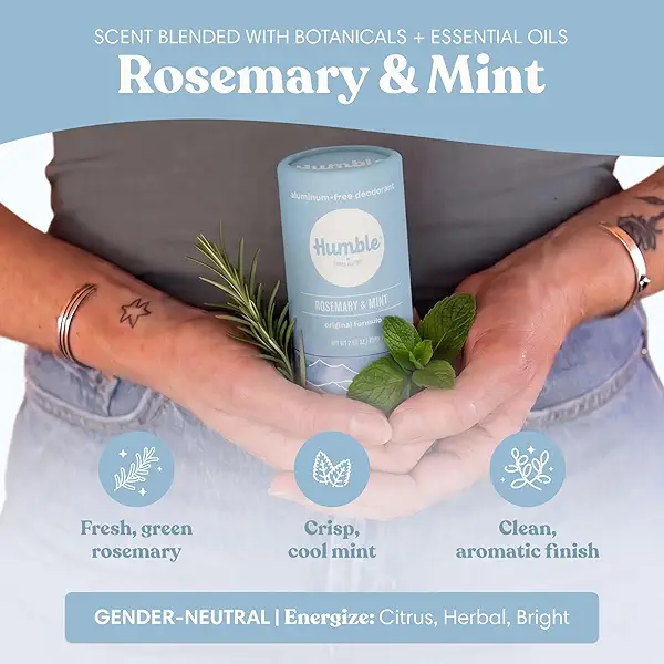 HUMBLE BRANDS Deodorant Stick, Rosemary Mint - Aluminum-Free Deodorant for Women & Men with Baking Soda, Essential Oils & Beeswax - Underarm Skincare for Long-Lasting Freshness, 2.65 Oz 4