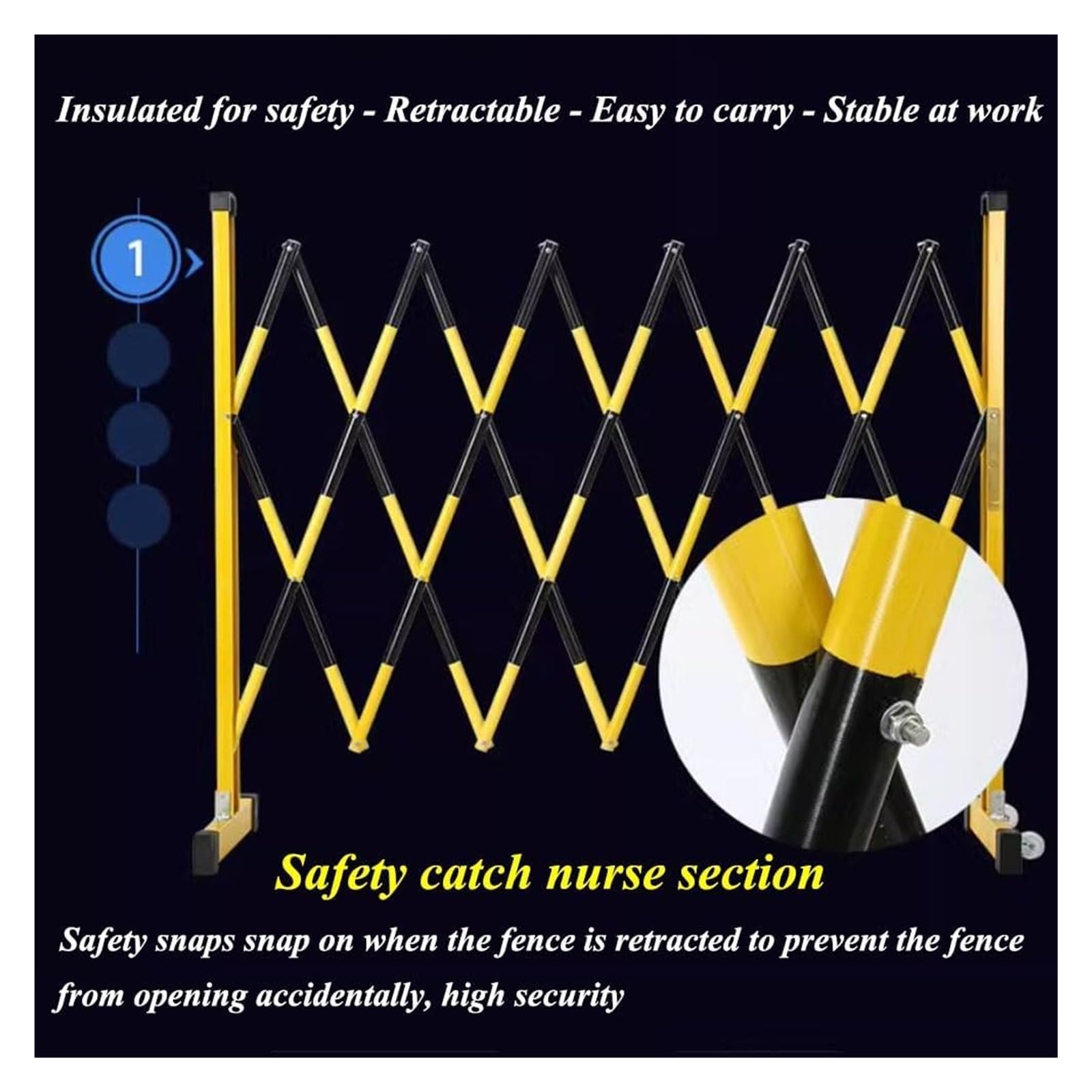 Barrière métallique Extensible à roulettes, barrière de sécurité Mobile pour la signalisation routière et de Chantier en extérieur