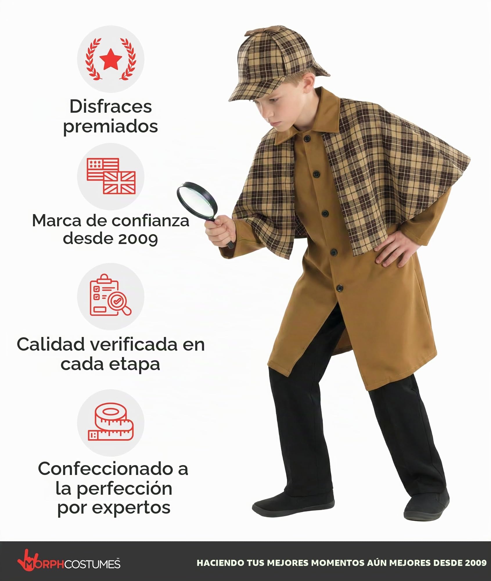 Fun Shack Disfraz Detective Victoriano Niños, Disfraz Sherlock Holmes, Carnaval y Halloween
