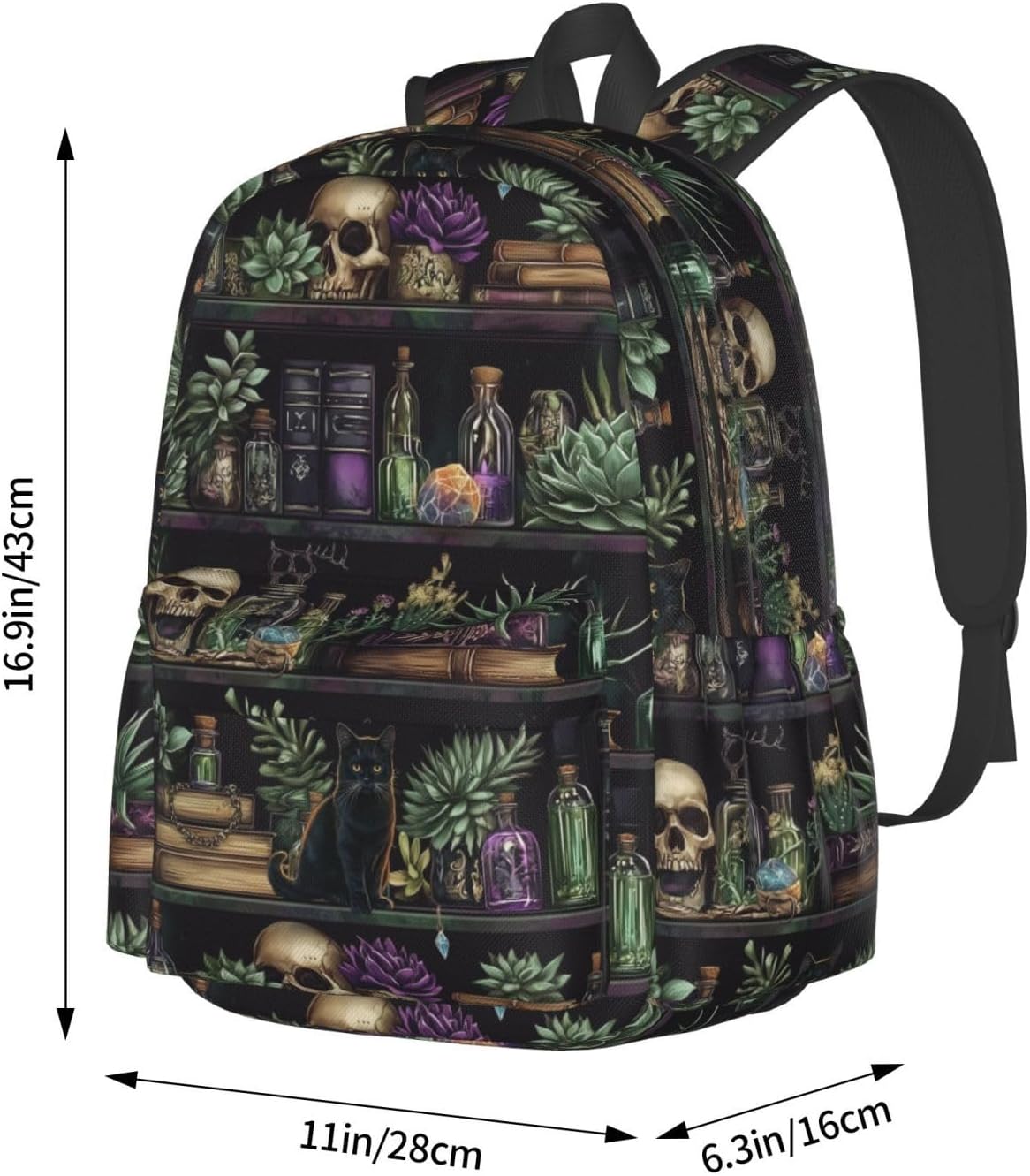 Skull Cat Backpack Laptop Backpacks Multipurpose Daypack For Men Women Travel Hiking - Image 2