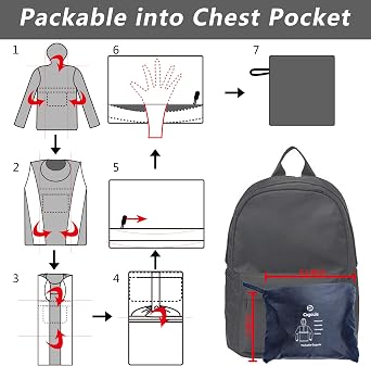 Outdoor Ventures Men's Waterproof Rain Jacket Packable Hooded Pullover